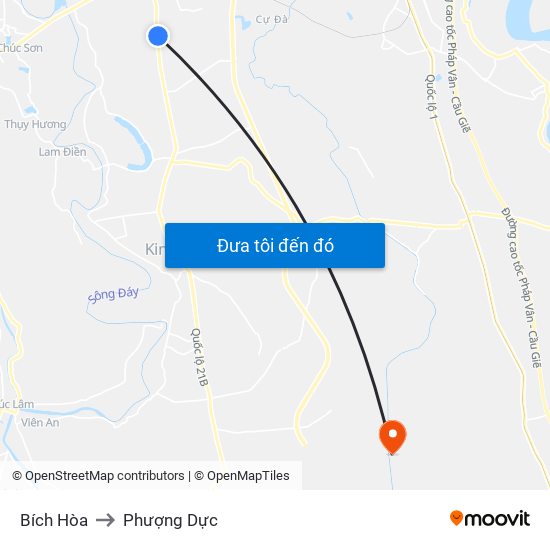 Bích Hòa to Phượng Dực map