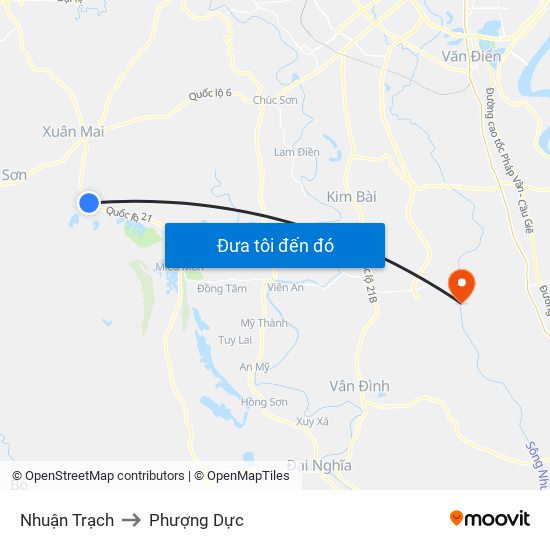 Nhuận Trạch to Phượng Dực map