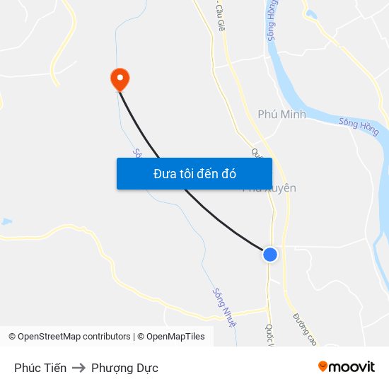 Phúc Tiến to Phượng Dực map