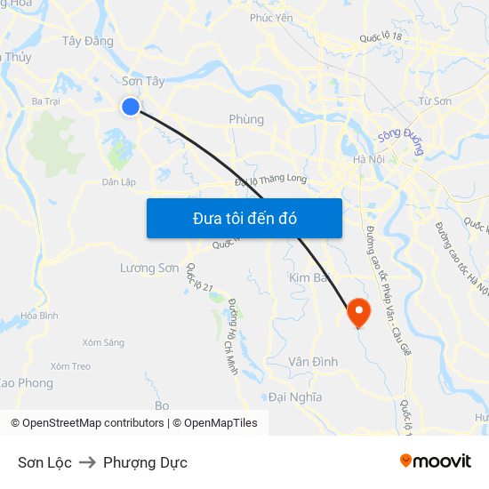 Sơn Lộc to Phượng Dực map