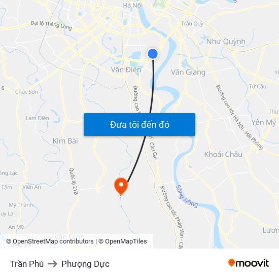 Trần Phú to Phượng Dực map