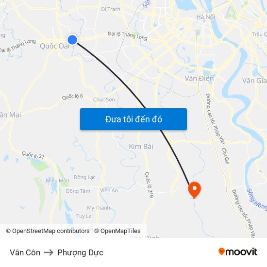 Vân Côn to Phượng Dực map