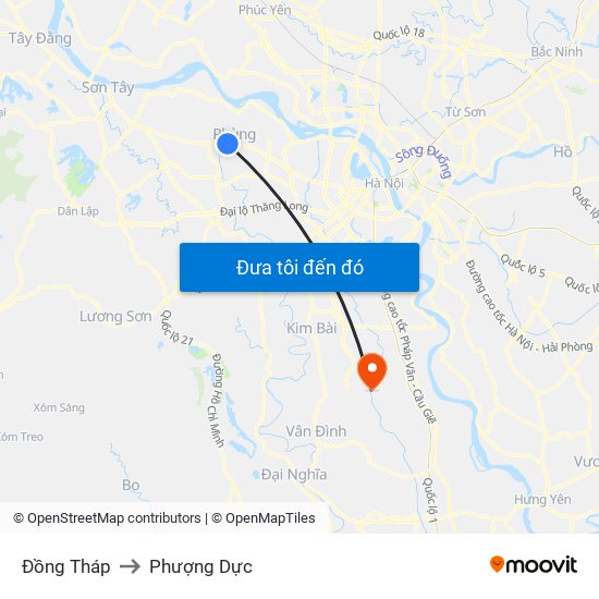 Đồng Tháp to Phượng Dực map