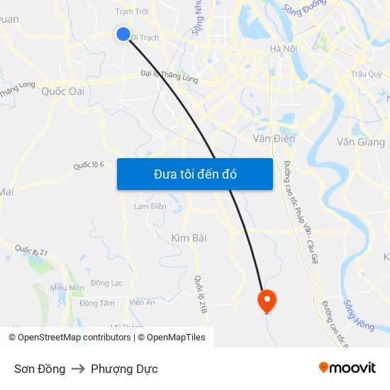Sơn Đồng to Phượng Dực map