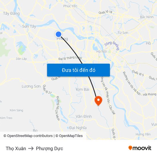 Thọ Xuân to Phượng Dực map