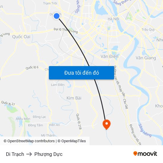 Di Trạch to Phượng Dực map