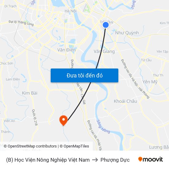 (B) Học Viện Nông Nghiệp Việt Nam to Phượng Dực map