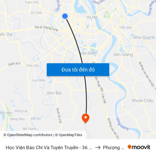 Học Viện Báo Chí Và Tuyên Truyền - 36 Xuân Thủy to Phượng Dực map