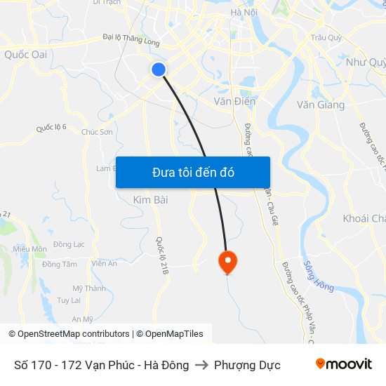 Số 170 - 172 Vạn Phúc - Hà Đông to Phượng Dực map