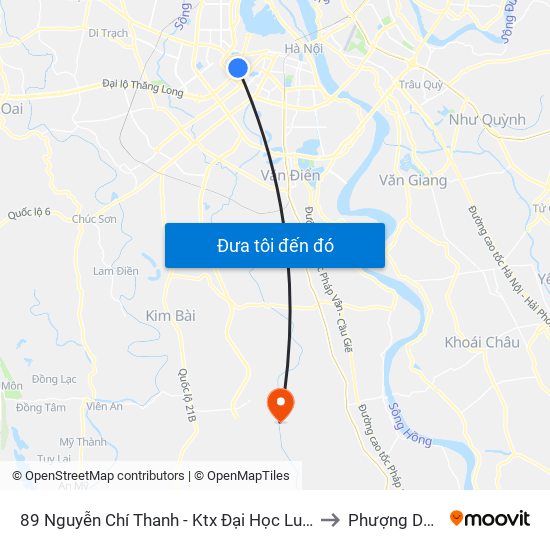 89 Nguyễn Chí Thanh - Ktx Đại Học Luật to Phượng Dực map