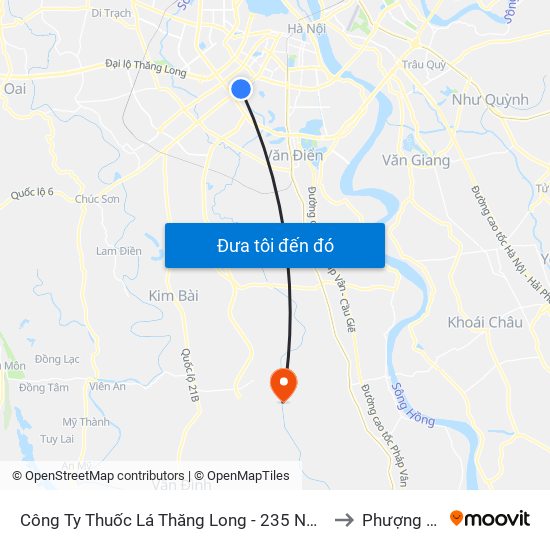 Công Ty Thuốc Lá Thăng Long - 235 Nguyễn Trãi to Phượng Dực map