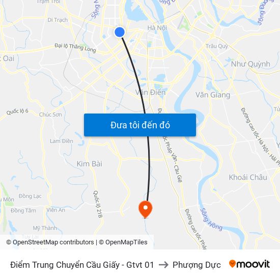 Điểm Trung Chuyển Cầu Giấy - Gtvt 01 to Phượng Dực map