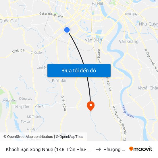 Khách Sạn Sông Nhuệ (148 Trần Phú- Hà Đông) to Phượng Dực map