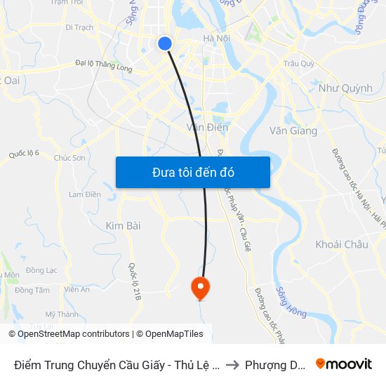 Điểm Trung Chuyển Cầu Giấy - Thủ Lệ 02 to Phượng Dực map