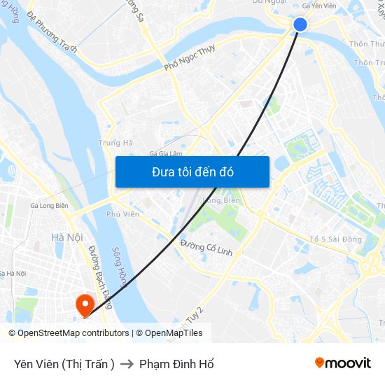 Yên Viên (Thị Trấn ) to Phạm Đình Hổ map