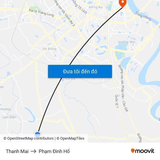 Thanh Mai to Phạm Đình Hổ map