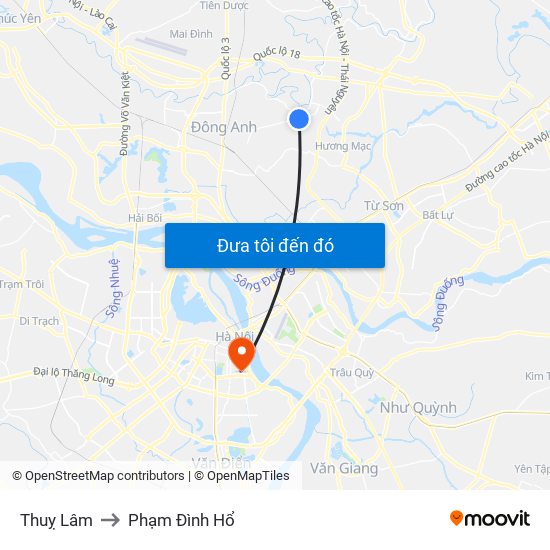 Thuỵ Lâm to Phạm Đình Hổ map