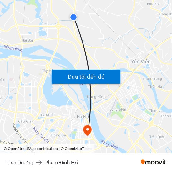 Tiên Dương to Phạm Đình Hổ map