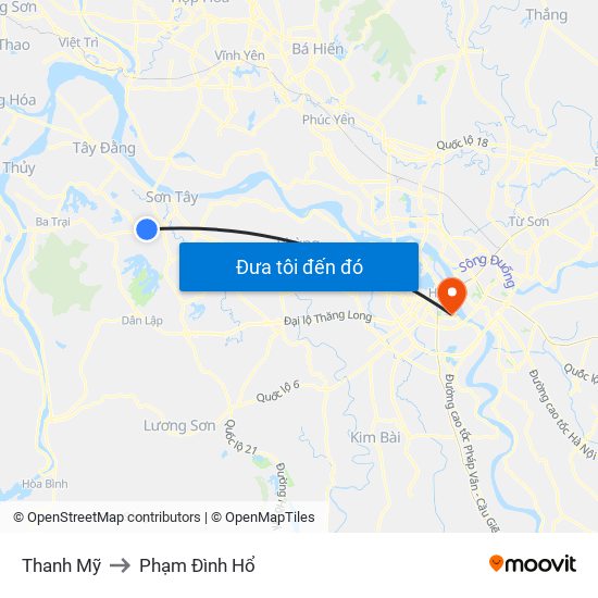 Thanh Mỹ to Phạm Đình Hổ map