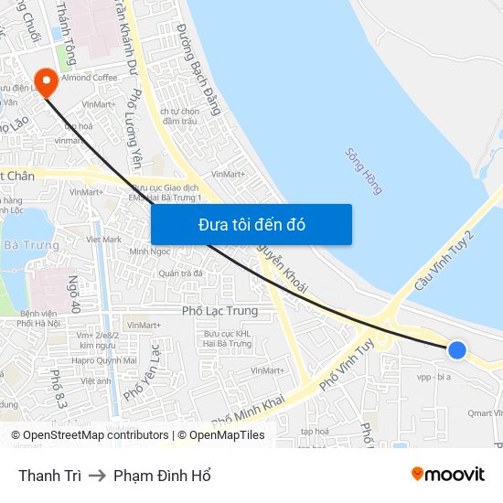 Thanh Trì to Phạm Đình Hổ map