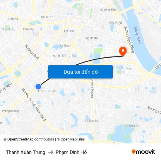 Thanh Xuân Trung to Phạm Đình Hổ map