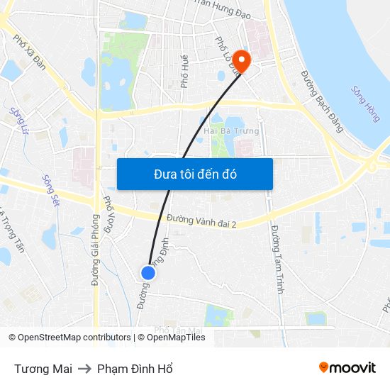 Tương Mai to Phạm Đình Hổ map