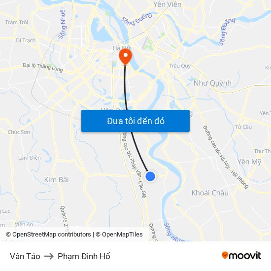 Vân Tảo to Phạm Đình Hổ map