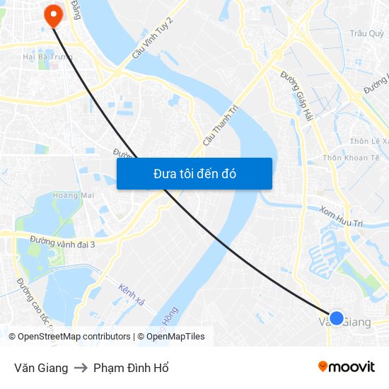 Văn Giang to Phạm Đình Hổ map