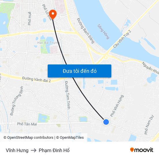 Vĩnh Hưng to Phạm Đình Hổ map