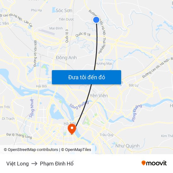 Việt Long to Phạm Đình Hổ map