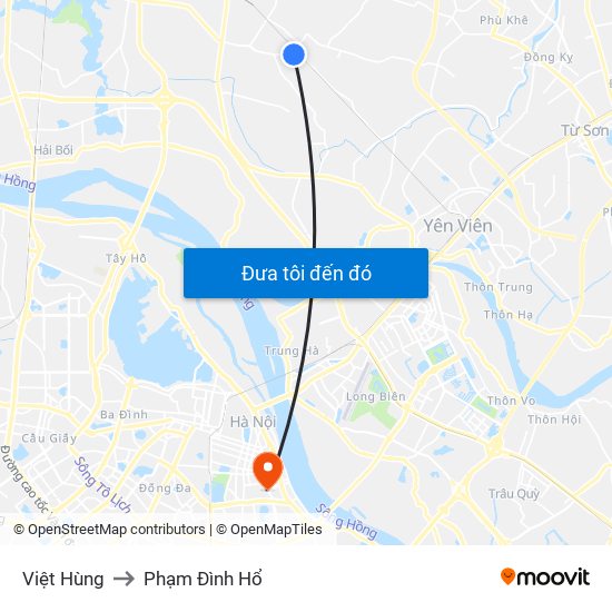 Việt Hùng to Phạm Đình Hổ map