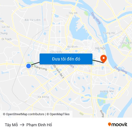 Tây Mỗ to Phạm Đình Hổ map