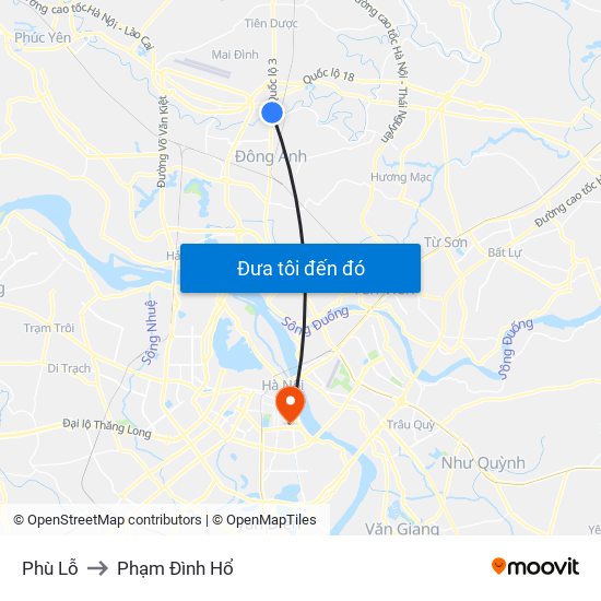 Phù Lỗ to Phạm Đình Hổ map