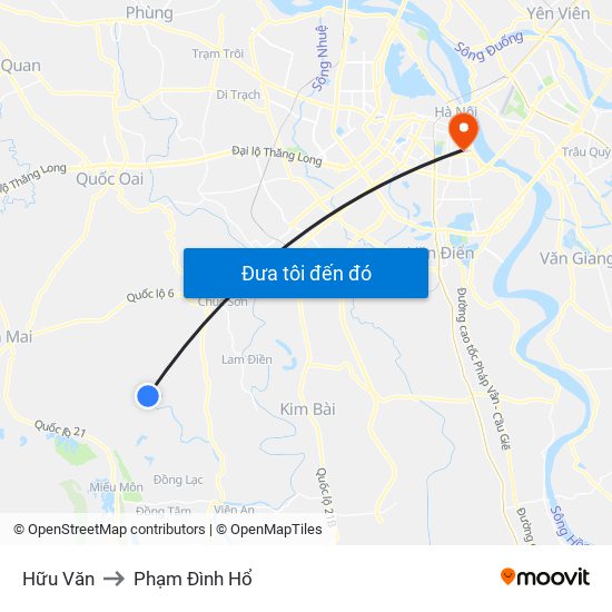Hữu Văn to Phạm Đình Hổ map