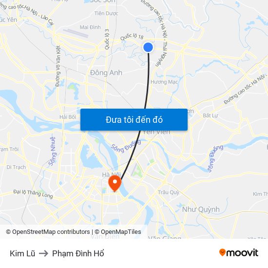 Kim Lũ to Phạm Đình Hổ map