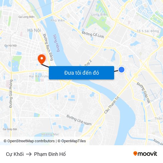 Cự Khối to Phạm Đình Hổ map