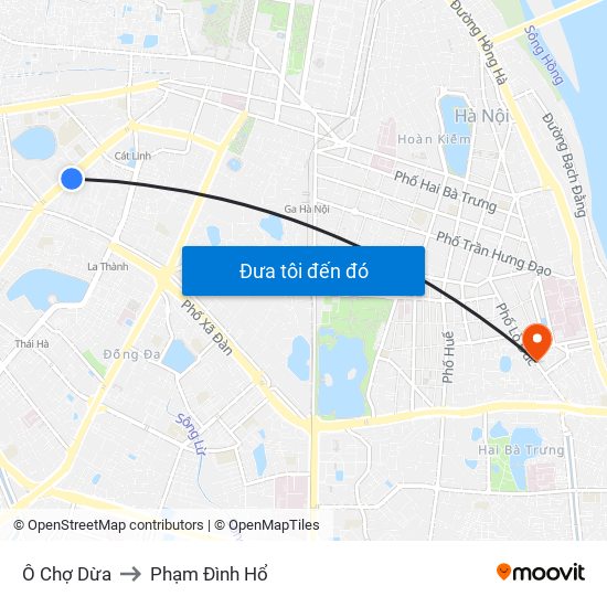 Ô Chợ Dừa to Phạm Đình Hổ map