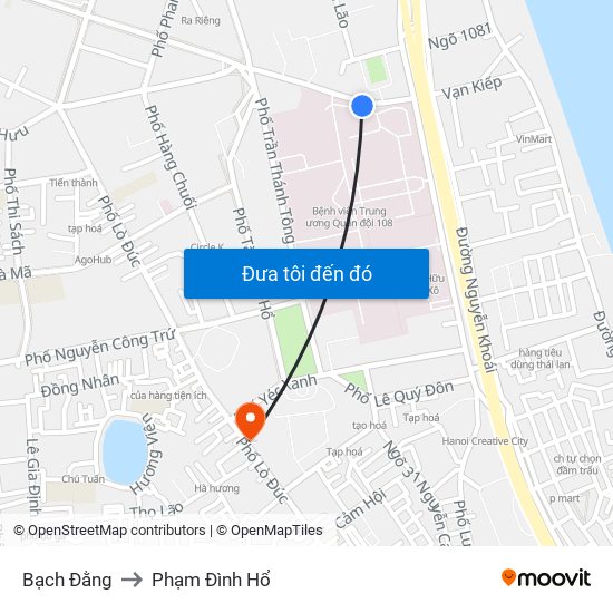 Bạch Đằng to Phạm Đình Hổ map