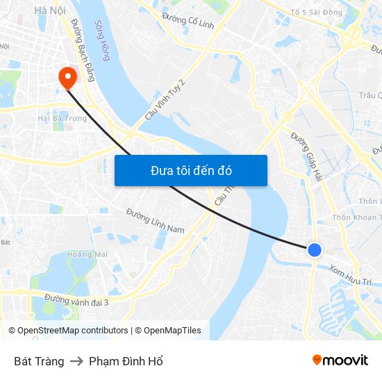 Bát Tràng to Phạm Đình Hổ map