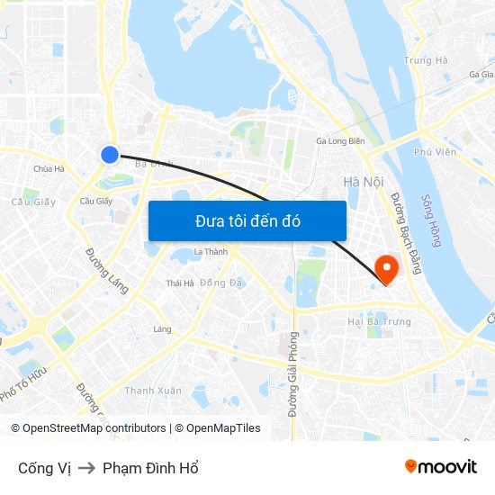 Cống Vị to Phạm Đình Hổ map