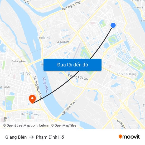 Giang Biên to Phạm Đình Hổ map