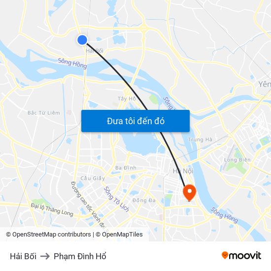 Hải Bối to Phạm Đình Hổ map