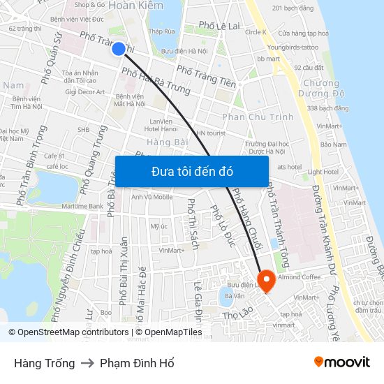 Hàng Trống to Phạm Đình Hổ map