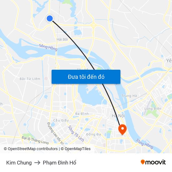 Kim Chung to Phạm Đình Hổ map