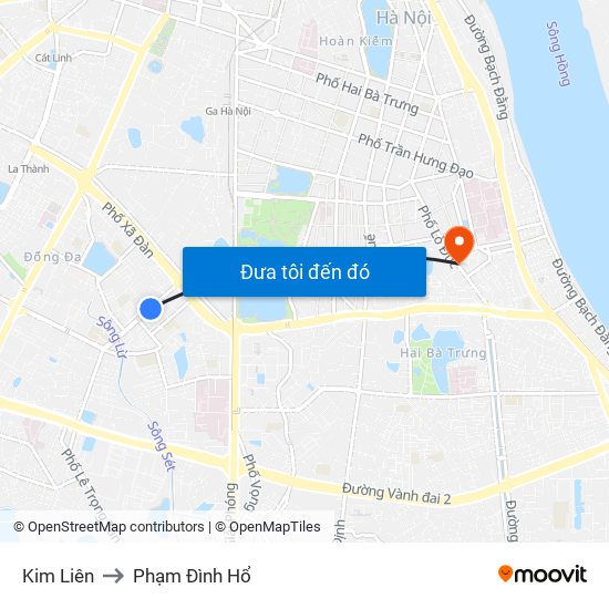 Kim Liên to Phạm Đình Hổ map