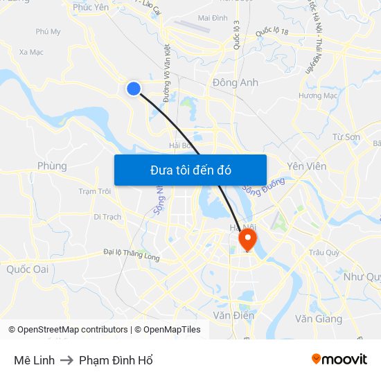 Mê Linh to Phạm Đình Hổ map