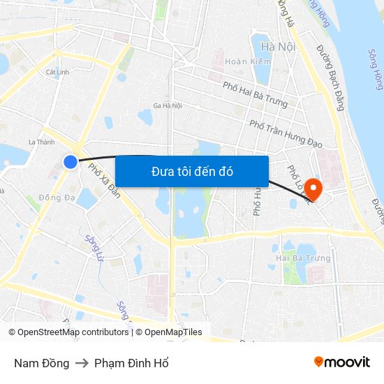 Nam Đồng to Phạm Đình Hổ map