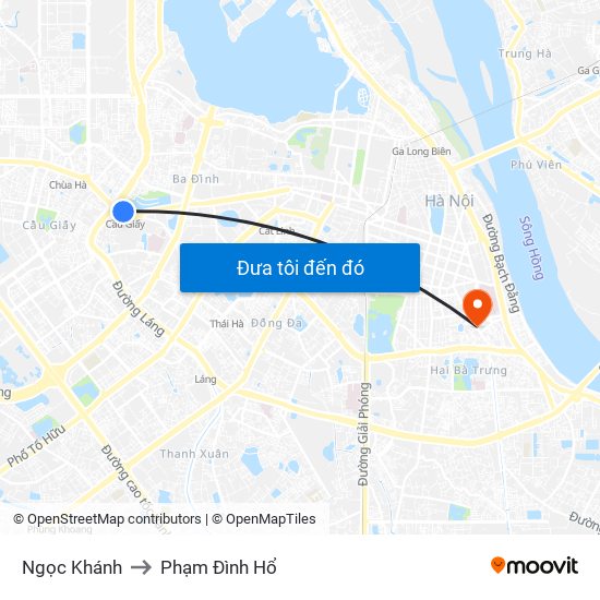 Ngọc Khánh to Phạm Đình Hổ map