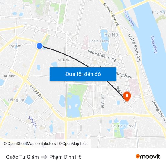 Quốc Tử Giám to Phạm Đình Hổ map