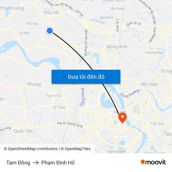 Tam Đồng to Phạm Đình Hổ map